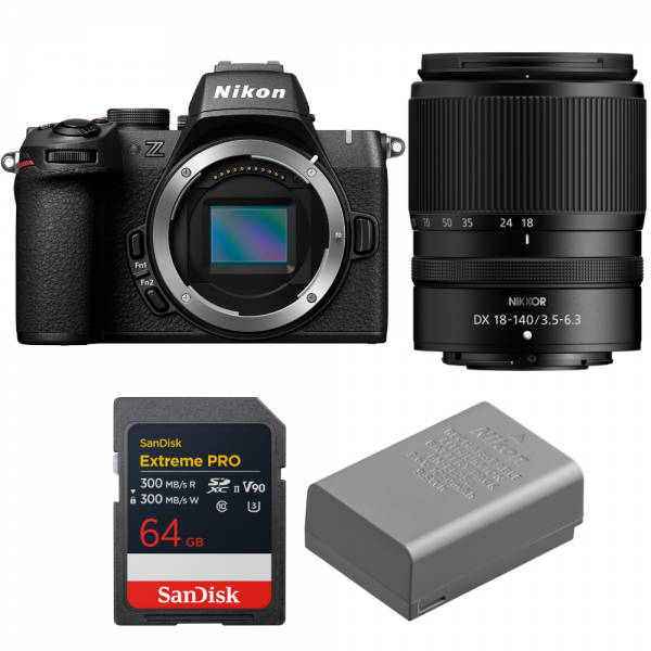 Nikon Z50 II + 18-140mm f/3.5-6.3 VR + 1 SanDisk 64GB Extreme PRO UHS-II SDXC + Nikon EN-EL25a-1