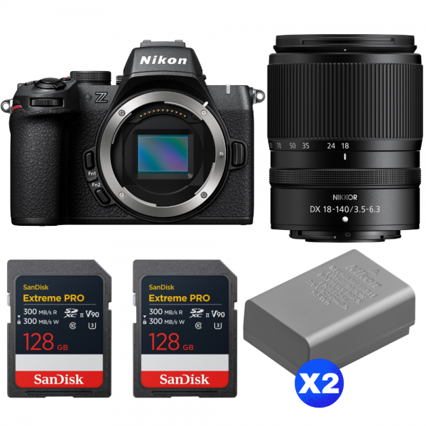 Nikon Z50 II + 18-140mm f/3.5-6.3 VR + 2 SanDisk 128GB Extreme PRO UHS-II SDXC + 2 Nikon EN-EL25a-1