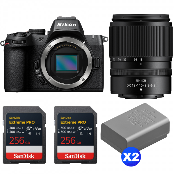 Nikon Z50 II + 18-140mm f/3.5-6.3 VR + 2 SanDisk 256GB Extreme PRO UHS-II SDXC + 2 Nikon EN-EL25a-1