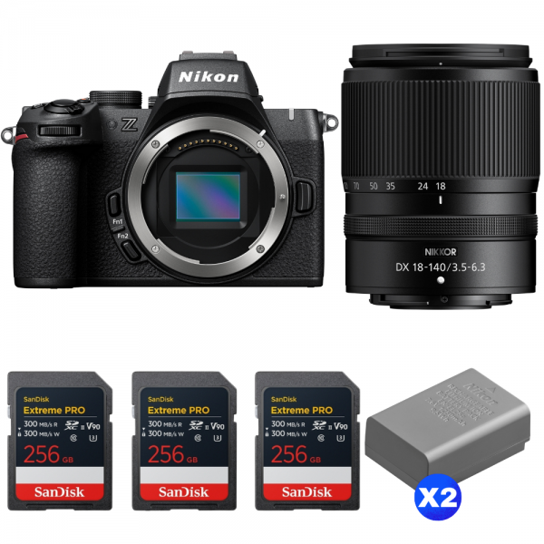 Nikon Z50 II + 18-140mm f/3.5-6.3 VR + 3 SanDisk 256GB Extreme PRO UHS-II SDXC + 2 Nikon EN-EL25a-1
