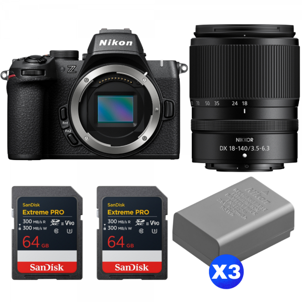 Nikon Z50 II + 18-140mm f/3.5-6.3 VR + 2 SanDisk 64GB Extreme PRO UHS-II SDXC + 3 Nikon EN-EL25a-1