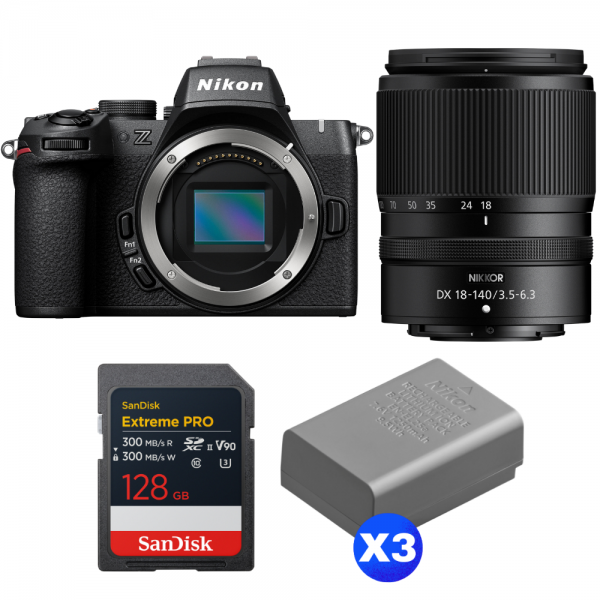 Nikon Z50 II + 18-140mm f/3.5-6.3 VR + 1 SanDisk 128GB Extreme PRO UHS-II SDXC + 3 Nikon EN-EL25a-1