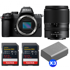 Nikon Z50 II + 18-140mm f/3.5-6.3 VR + 2 SanDisk 512GB Extreme PRO UHS-II SDXC + 3 Nikon EN-EL25a-1