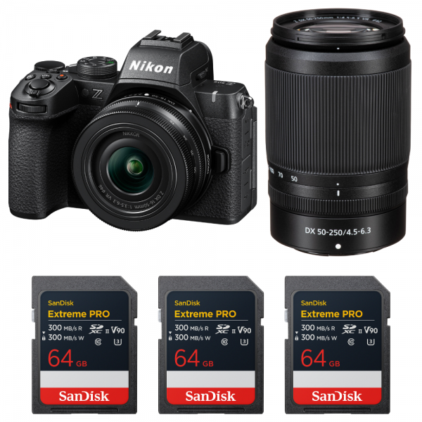 Nikon Z50 II + 16-50mm + 50-250mm + 3 SanDisk 64GB Extreme PRO UHS-II SDXC-1