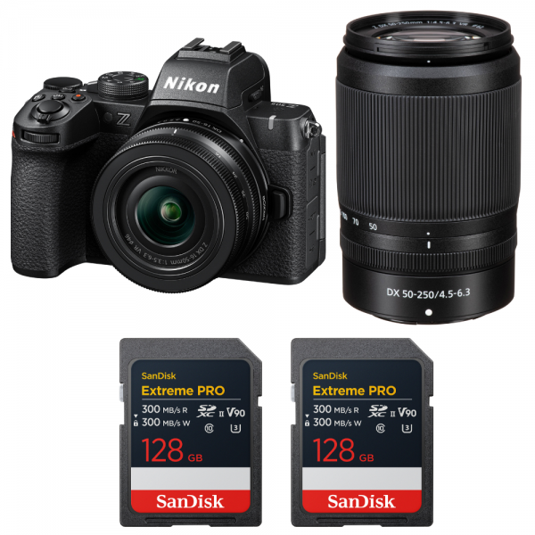 Nikon Z50 II + 16-50mm + 50-250mm + 2 SanDisk 128GB Extreme PRO UHS-II SDXC-1