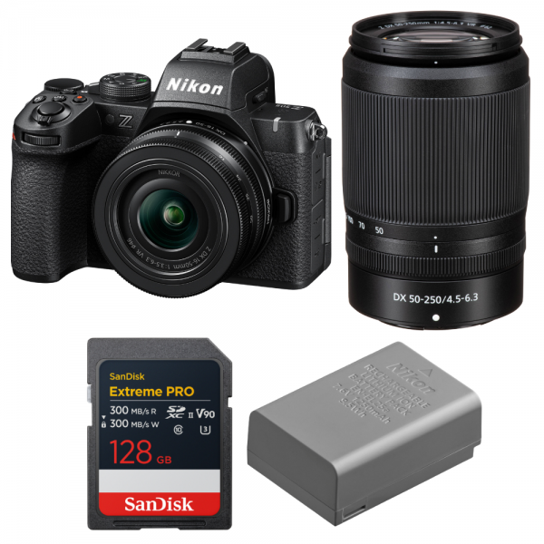 Nikon Z50 II + 16-50mm + 50-250mm + 1 SanDisk 128GB Extreme PRO UHS-II SDXC + Nikon EN-EL25a-1