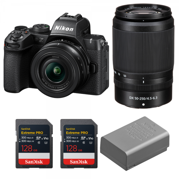 Nikon Z50 II + 16-50mm + 50-250mm + 2 SanDisk 128GB Extreme PRO UHS-II SDXC + Nikon EN-EL25a-1