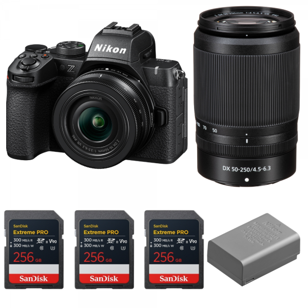 Nikon Z50 II + 16-50mm + 50-250mm + 3 SanDisk 256GB Extreme PRO UHS-II SDXC + Nikon EN-EL25a-1