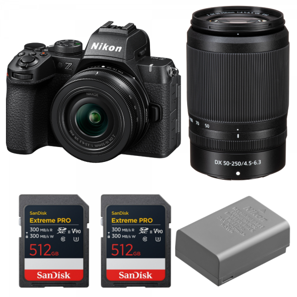 Nikon Z50 II + 16-50mm + 50-250mm + 2 SanDisk 512GB Extreme PRO UHS-II SDXC + Nikon EN-EL25a-1