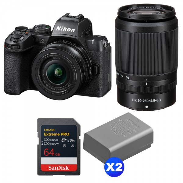 Nikon Z50 II + 16-50mm + 50-250mm + 1 SanDisk 64GB Extreme PRO UHS-II SDXC + 2 Nikon EN-EL25a-1