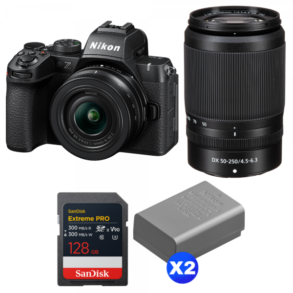 Nikon Z50 II + 16-50mm + 50-250mm + 1 SanDisk 128GB Extreme PRO UHS-II SDXC + 2 Nikon EN-EL25a-1