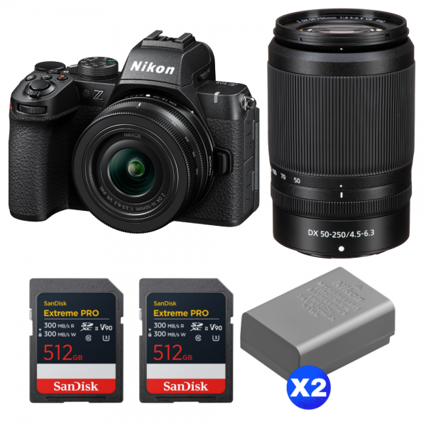 Nikon Z50 II + 16-50mm + 50-250mm + 2 SanDisk 512GB Extreme PRO UHS-II SDXC + 2 Nikon EN-EL25a-1
