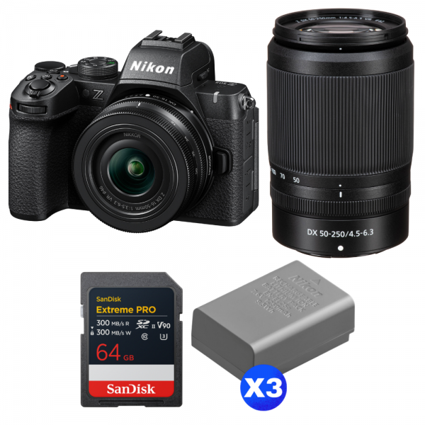 Nikon Z50 II + 16-50mm + 50-250mm + 1 SanDisk 64GB Extreme PRO UHS-II SDXC + 3 Nikon EN-EL25a-1