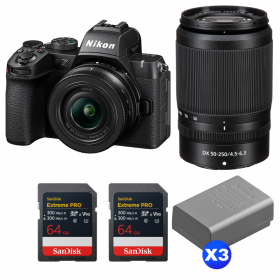 Nikon Z50 II + 16-50mm + 50-250mm + 2 SanDisk 64GB Extreme PRO UHS-II SDXC + 3 Nikon EN-EL25a-1