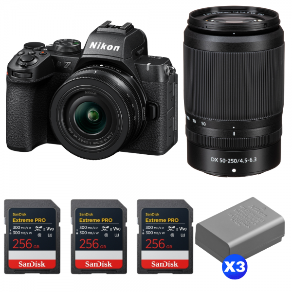 Nikon Z50 II + 16-50mm + 50-250mm + 3 SanDisk 256GB Extreme PRO UHS-II SDXC + 3 Nikon EN-EL25a-1