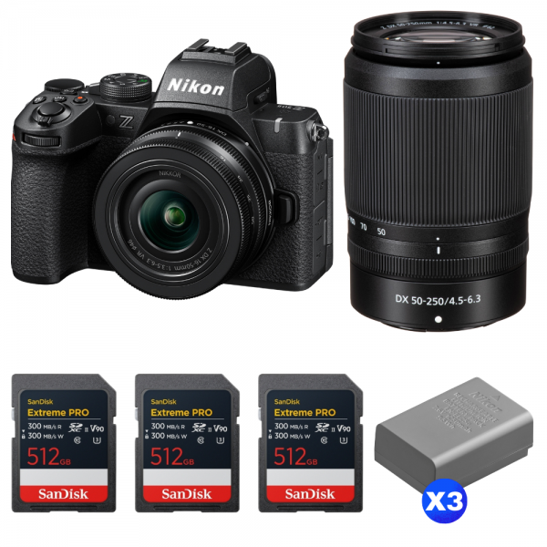 Nikon Z50 II + 16-50mm + 50-250mm + 3 SanDisk 512GB Extreme PRO UHS-II SDXC + 3 Nikon EN-EL25a-1