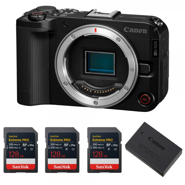 Canon EOS R50 V + 3 SanDisk 128GB Extreme PRO UHS-II SDXC + Canon LP-E17-1