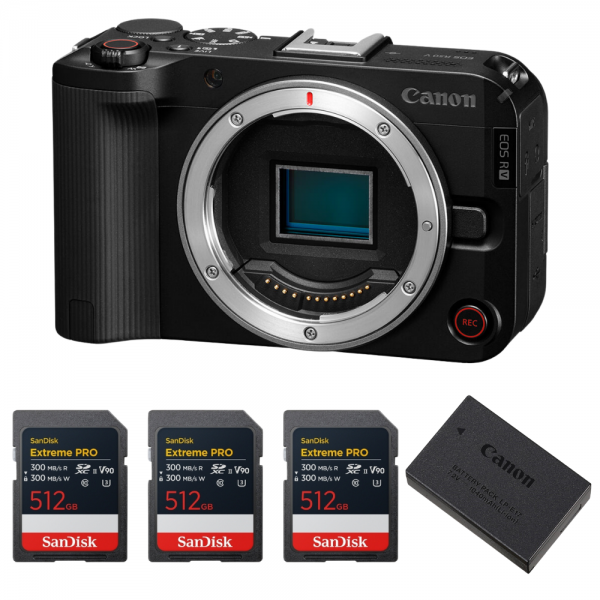Canon EOS R50 V + 3 SanDisk 512GB Extreme PRO UHS-II SDXC + Canon LP-E17-1