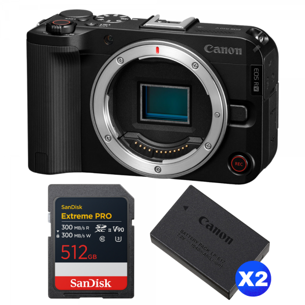 Canon EOS R50 V + 1 SanDisk 512GB Extreme PRO UHS-II SDXC + 2 Canon LP-E17-1