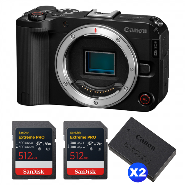 Canon EOS R50 V + 2 SanDisk 512GB Extreme PRO UHS-II SDXC + 2 Canon LP-E17-1