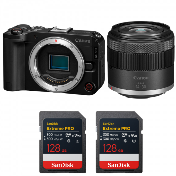Canon EOS R50 V + RF-S 14-30mm f/4.5-6.3 IS STM PZ + 2 SanDisk 128GB Extreme PRO UHS-II SDXC-1