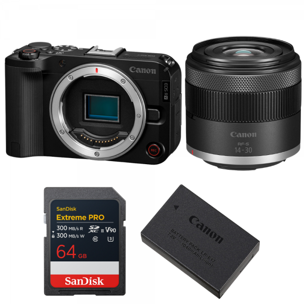 Canon EOS R50 V + RF-S 14-30mm f/4.5-6.3 IS STM PZ + 1 SanDisk 64GB Extreme PRO UHS-II SDXC + Canon LP-E17-1