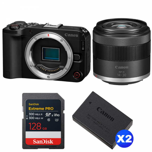 Canon EOS R50 V + RF-S 14-30mm f/4.5-6.3 IS STM PZ + 1 SanDisk 128GB Extreme PRO UHS-II SDXC + 2 Canon LP-E17-1