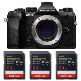OM SYSTEM OM-5 Mark II Negro + 3 SanDisk 64GB Extreme PRO UHS-II SDXC-1