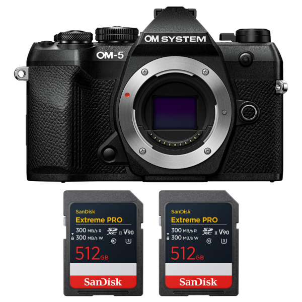 OM SYSTEM OM-5 Mark II Black + 2 SanDisk 512GB Extreme PRO UHS-II SDXC-1