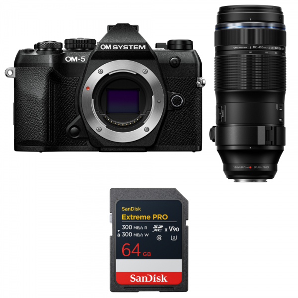 OM SYSTEM OM-5 Mark II Black + 100-400mm F5.0-6.3 IS II + 1 SanDisk 64GB Extreme PRO UHS-II SDXC-1