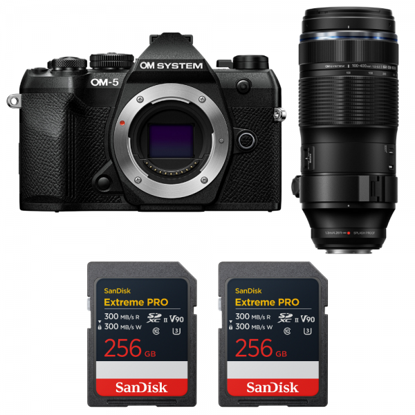 OM SYSTEM OM-5 Mark II Black + 100-400mm F5.0-6.3 IS II + 2 SanDisk 256GB Extreme PRO UHS-II SDXC-1