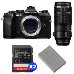OM SYSTEM OM-5 Mark II Negro + 100-400mm F5.0-6.3 IS II + 2 SanDisk 64GB Extreme PRO UHS-II SDXC + OM System BLS-50-1