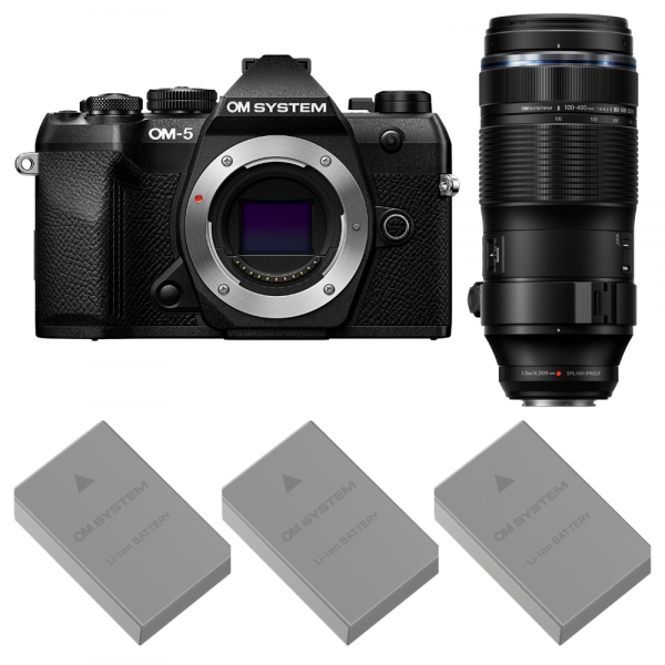 OM SYSTEM OM-5 Mark II Negro + 100-400mm F5.0-6.3 IS II + 3 OM System BLS-50-1