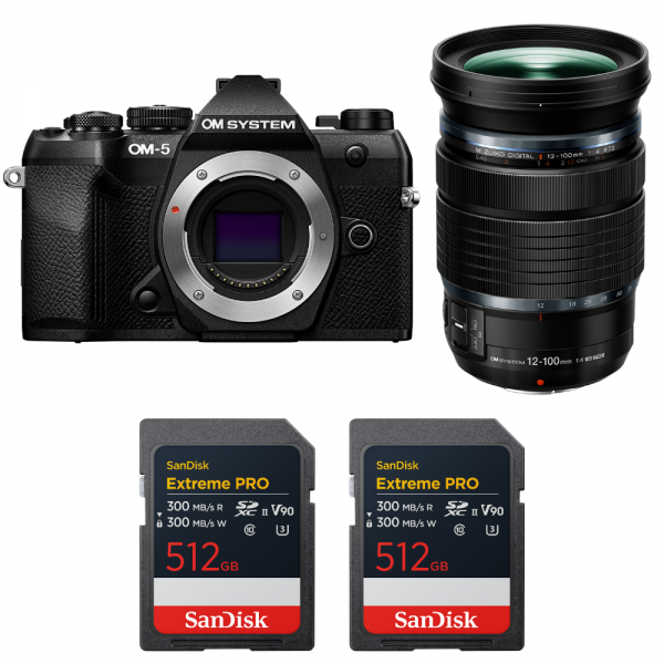 OM SYSTEM OM-5 Mark II Noir + 12-100mm f/4 IS PRO + 2 SanDisk 256GB Extreme PRO UHS-II SDXC-1