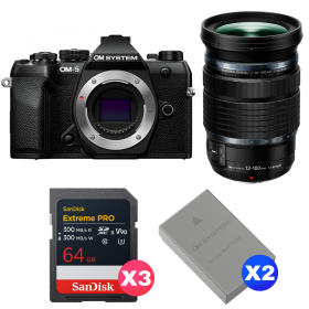 OM SYSTEM OM-5 Mark II Black + 12-100mm f/4 IS PRO + 3 SanDisk 64GB Extreme PRO UHS-II SDXC + 2 OM System BLS-50-1