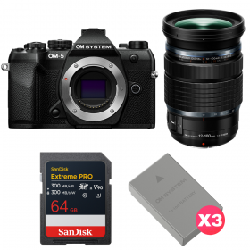 OM SYSTEM OM-5 Mark II Negro + 12-100mm f/4 IS PRO + 1 SanDisk 64GB Extreme PRO UHS-II SDXC + 3 OM System BLS-50-1