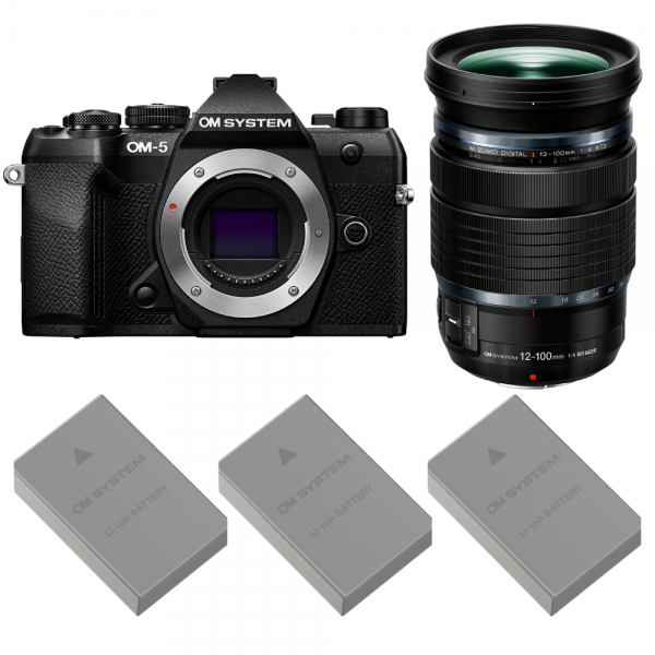 OM SYSTEM OM-5 Mark II Noir + 12-100mm f/4 IS PRO + 3 OM System BLS-50-1