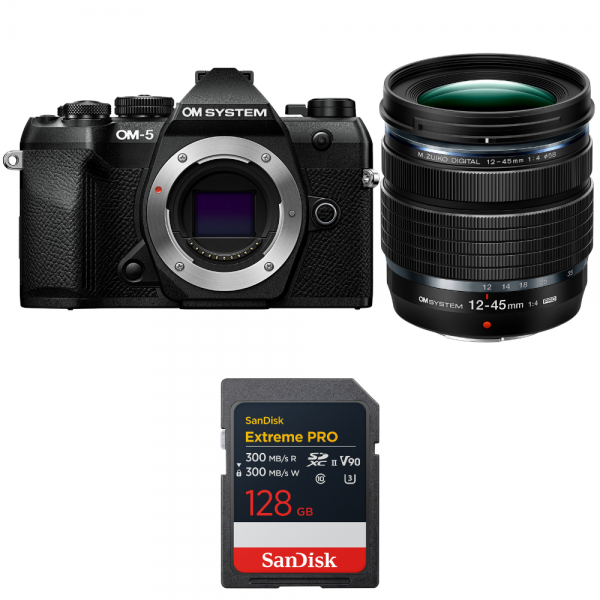 OM SYSTEM OM-5 Mark II Negro + 12-45mm f/4 PRO + 1 SanDisk 128GB Extreme PRO UHS-II SDXC-1