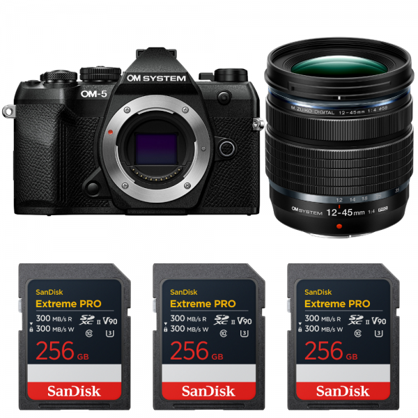 OM SYSTEM OM-5 Mark II Negro + 12-45mm f/4 PRO + 3 SanDisk 256GB Extreme PRO UHS-II SDXC-1