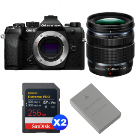 OM SYSTEM OM-5 Mark II Noir + 12-45mm f/4 PRO + 2 SanDisk 256GB Extreme PRO UHS-II SDXC + OM System BLS-50-1