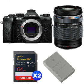 OM SYSTEM OM-5 Mark II Noir + 14-150mm f/4-5.6 II + 2 SanDisk 64GB Extreme PRO UHS-II SDXC + OM System BLS-50-1