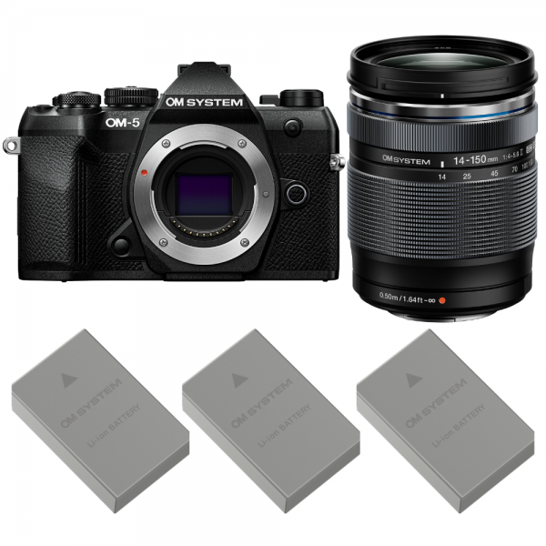 OM SYSTEM OM-5 Mark II Black + 14-150mm f/4-5.6 II + 3 OM System BLS-50-1