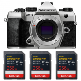 OM SYSTEM OM-5 Mark II Plata + 3 SanDisk 256GB Extreme PRO UHS-II SDXC-1
