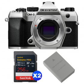 OM SYSTEM OM-5 Mark II Silver + 2 SanDisk 256GB Extreme PRO UHS-II SDXC + OM System BLS-50-1