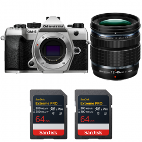 OM SYSTEM OM-5 Mark II Plata + 12-45mm f/4 PRO + 2 SanDisk 64GB Extreme PRO UHS-II SDXC-1