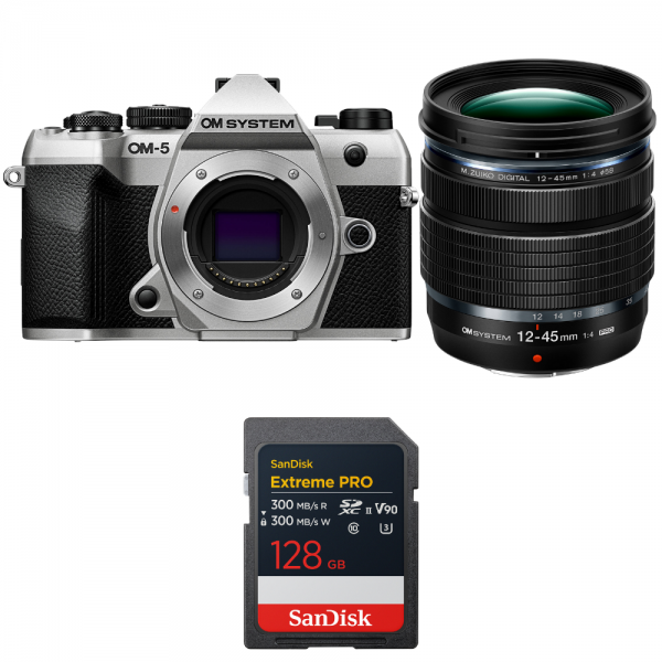 OM SYSTEM OM-5 Mark II Plata + 12-45mm f/4 PRO + 1 SanDisk 128GB Extreme PRO UHS-II SDXC-1