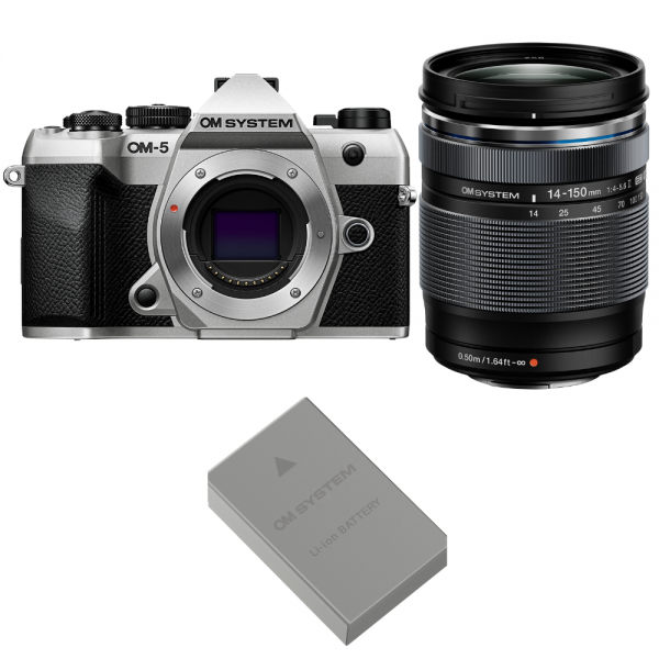 OM SYSTEM OM-5 Mark II Silver + 14-150mm f/4-5.6 II + 1 OM System BLS-50-1