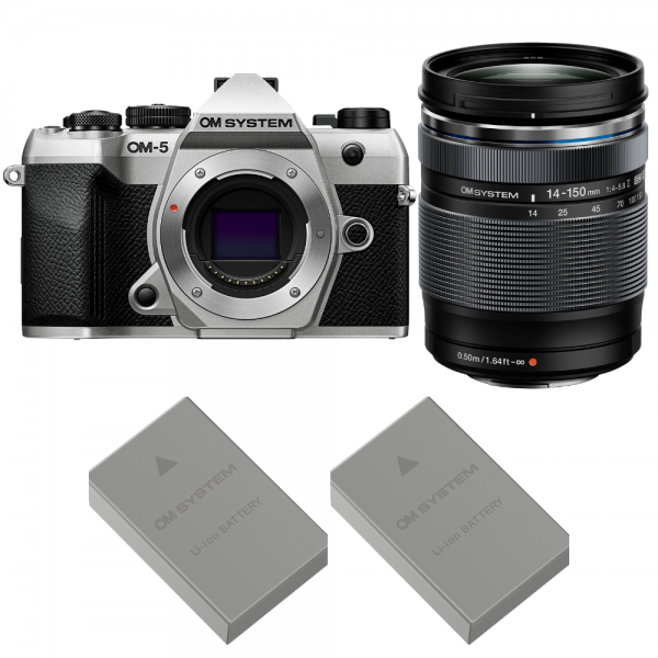 OM SYSTEM OM-5 Mark II Plata + 14-150mm f/4-5.6 II + 2 OM System BLS-50-1