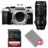 OM SYSTEM OM-5 Mark II Plata + 100-400mm F5.0-6.3 IS II + 1 SanDisk 256GB Extreme PRO UHS-II SDXC + 3 OM System BLS-50-1