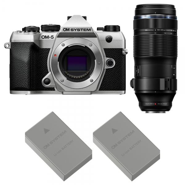 OM SYSTEM OM-5 Mark II Plata + 100-400mm F5.0-6.3 IS II + 2 OM System BLS-50-1